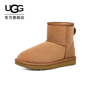 UGG秋冬女士休闲舒适平底圆头纯色保暖经典迷你短靴雪地靴1016222