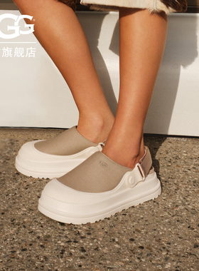 UGG夏季新款女士厚底包头帆布款半拖鞋炫金克罗格休闲鞋 1175295