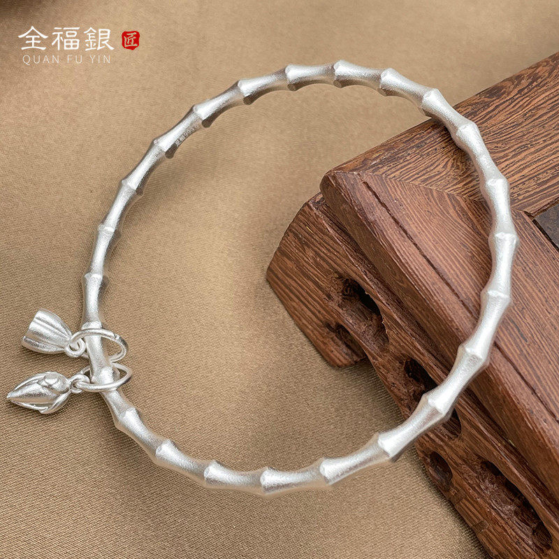 【全福银】古法竹节9999足银纯银实心闭口手镯银镯送女友闺蜜礼物,饰品/流行首饰/时尚饰品新,手镯,淘宝优惠券,粉丝福利购,淘宝优惠卷