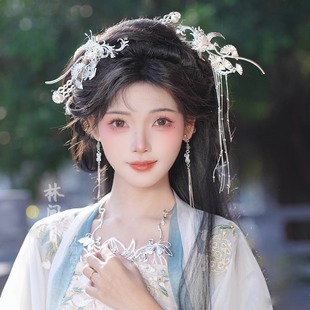 林间月原创【松间照】银色发簪神女清冷发饰流苏后压发簪汉服配饰