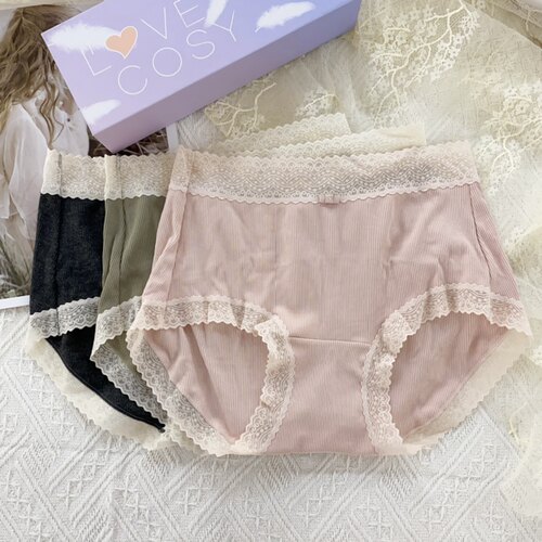 古妃精品6条女士内裤盒装202815中腰螺纹透气棉档包臀小平角裤头