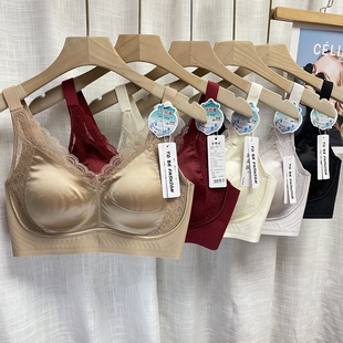 茜咪璐967乳胶棉光面蕾丝边无钢圈无侧骨舒适运动睡眠文胸罩内衣