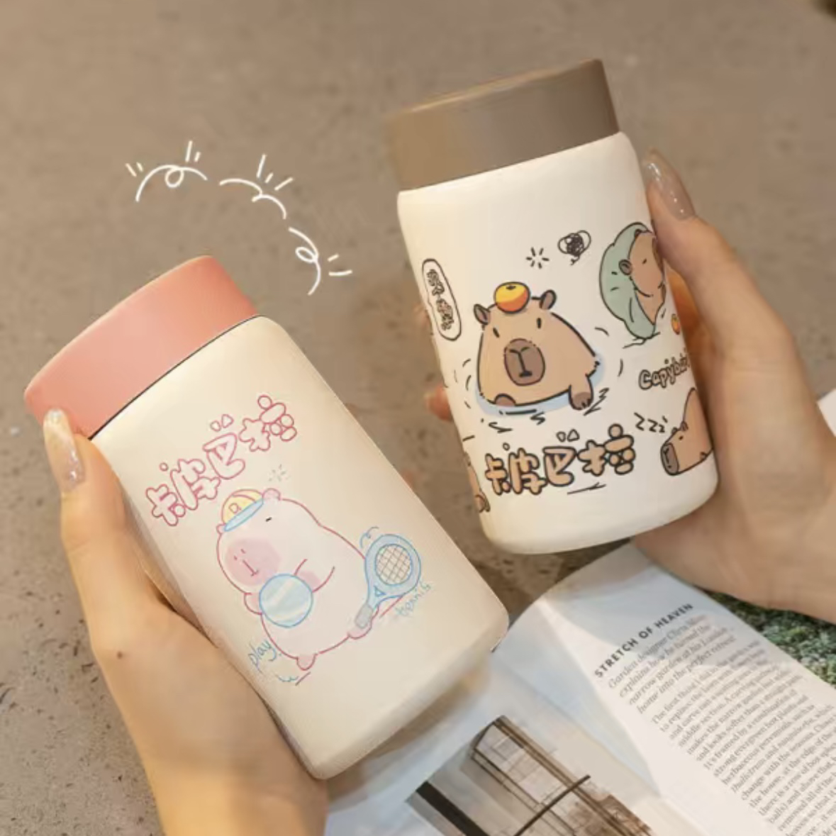 卡皮巴拉保溫杯小容量迷你女生高顏值小巧便攜式口袋杯可愛水杯子