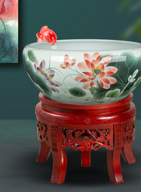 景德镇陶瓷鱼缸瓷缸水缸循环流水过滤加氧客厅金鱼缸乌龟缸水族箱