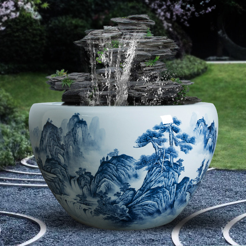 景德镇陶瓷金鱼缸乌龟缸睡莲盆荷花缸碗莲缸锦鲤缸书画缸庭院摆件