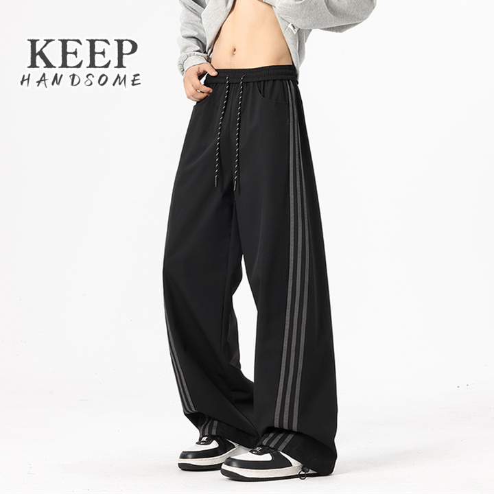 KEEPHANDSOME复古条纹休闲裤男