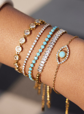 恶魔之眼不锈钢锆石手链轻奢感手环欧美手饰钛钢跨境饰品