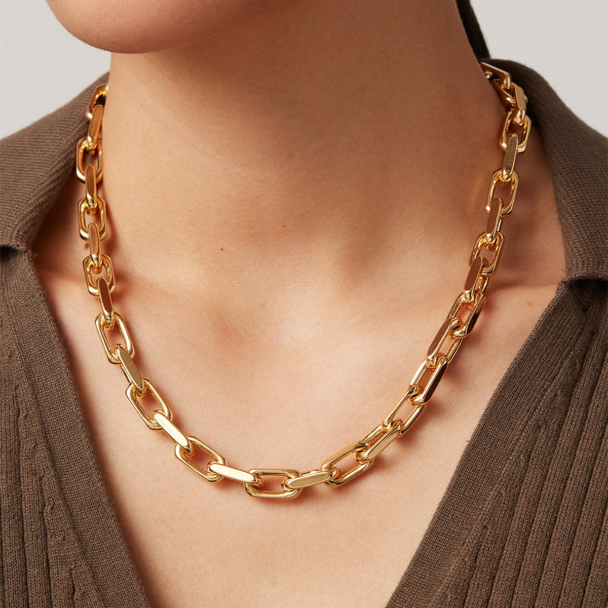 欧美不锈钢链条项链叠戴感锁骨链钛钢不掉色饰品跨境项饰