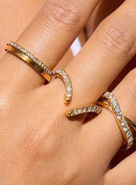 欧美白指钛钢不掉色饰品女感首饰跨境爆款指环rings