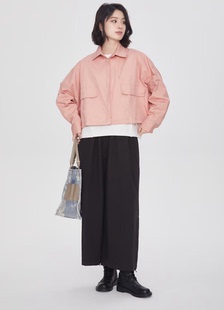 翠色嘉人2026春季新款清新文艺纯棉宽松休闲女上衣短款外套3826