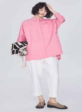 翠色嘉人2026春季新款通勤文艺宽松休闲女纯棉长袖上衣衬衫C8009