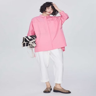 翠色嘉人2026春季新款通勤文艺宽松休闲女纯棉长袖上衣衬衫C8009