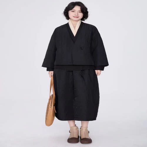 翠色嘉人2026冬季新款时尚百搭切格棉连帽中长款棉服外套女85038