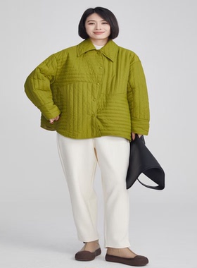 紫布语2025秋冬季新款时尚宽松休闲大码棉服衬衣外套3498