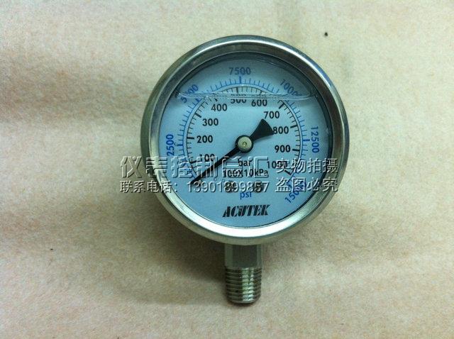 不锈钢压力表Y60B-FZ  0-1000bar  100mpa 全不锈钢压力表USA
