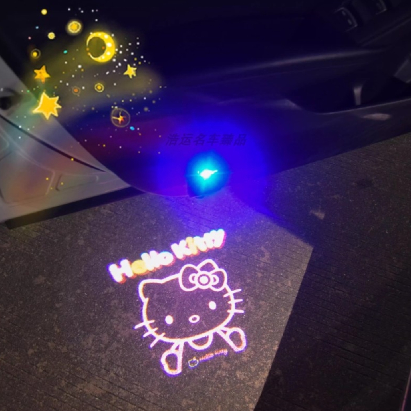 HelloKitty猫咪粉色少女心充电式车门迎宾灯 开门投影照地感应灯