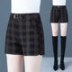 春秋高腰显瘦女士百搭格纹靴裤 格子短裤 女秋冬外穿2026新款 子女潮