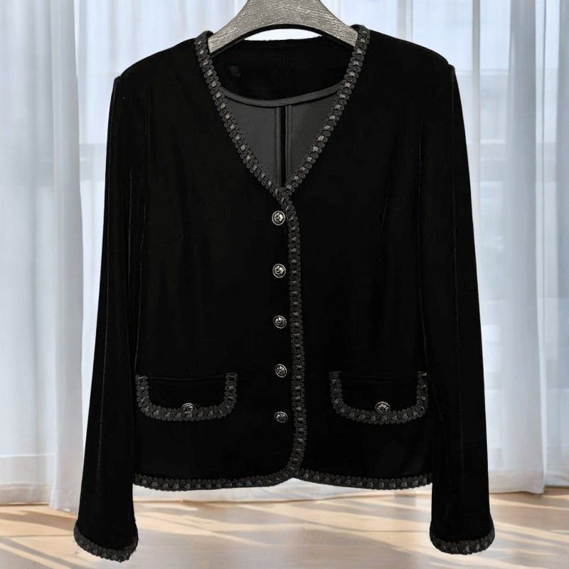 2025秋季新款金丝绒外套上衣时尚气质遮肉休闲显瘦小香风西装外套