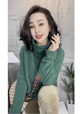 双面德绒堆堆高领打底衫卫衣女秋冬装加厚保暖内搭外穿加厚上衣