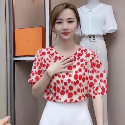 碎花雪纺衬衫女2025夏季新款时尚减龄气质百搭宽松遮肉短袖上衣潮