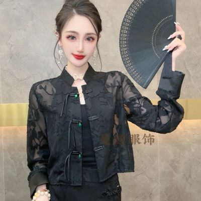 薄荷曼波新中式时尚轻奢气质防晒衬衫夏季新款设计感国风盘扣上衣