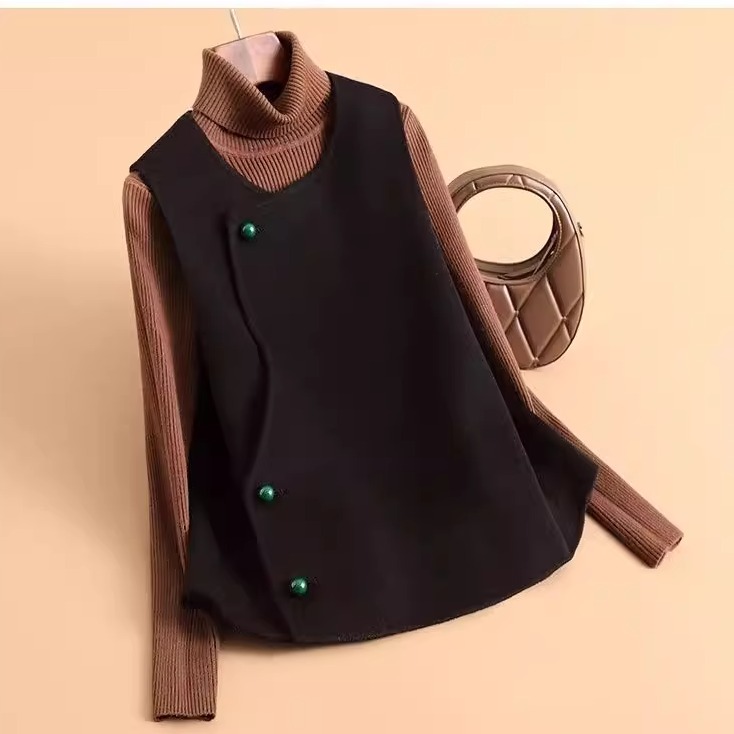 2025秋季新款高端毛呢大衣女短款小个子呢子外套马甲无袖