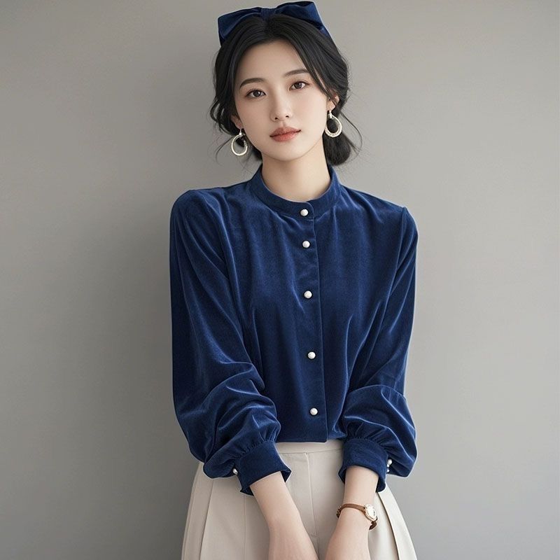 秋冬独特法式别致洋气长袖衬衫