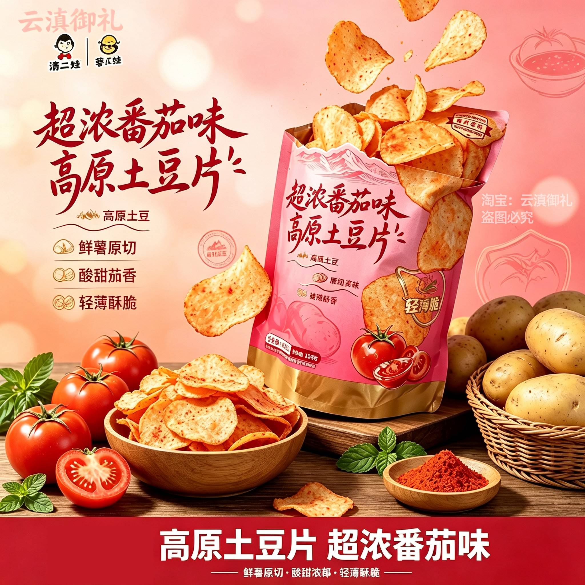 临期特卖滇二娃红心花漾薯片