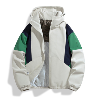 秋冬情侣户外棉服男加厚保暖石墨烯棉衣外套连帽棉袄女防风防水