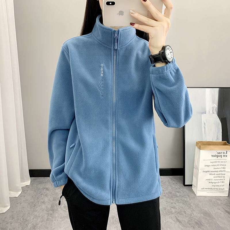 奥粒双面绒加厚抓绒衣女立领外套