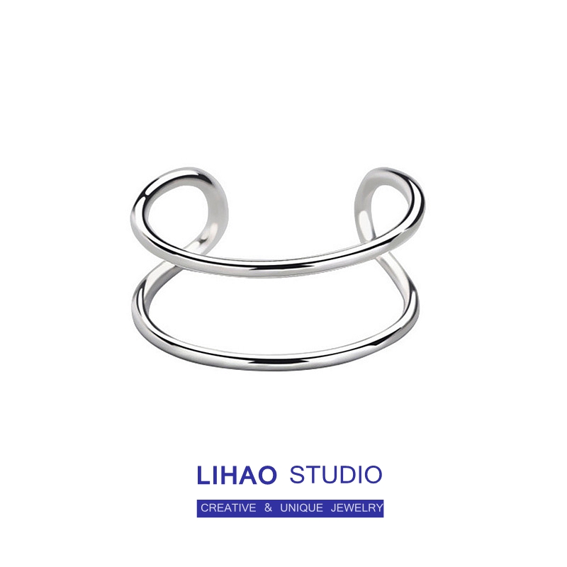 lihao双层银色戒指ins文艺气质