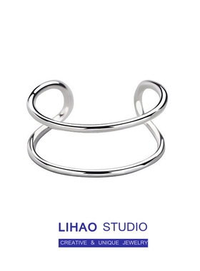 LIHAO双层银色戒指ins简约百搭时尚个性文艺气质高级感关节戒指环