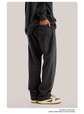 WetGarde秋冬重磅445g休闲直筒长裤美式潮宽松垂感休闲裤