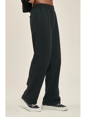 WetGrade潮牌直筒宽松350G毛圈长裤男拼接阔腿抽绳休闲裤