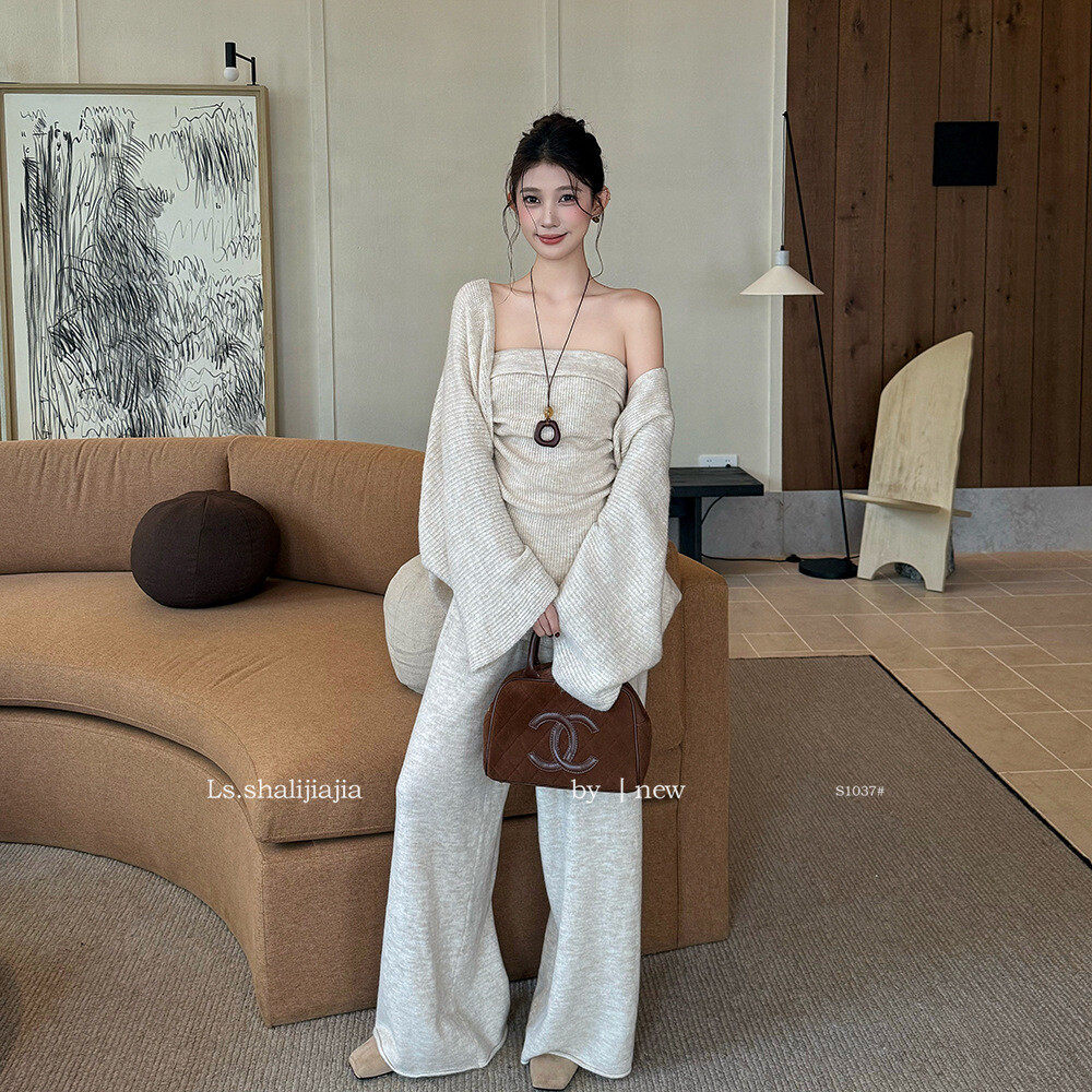 极简针织上衣+休闲裤套装 2025秋冬新品女装