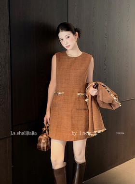 LS 优雅气质小香修身连衣裙 广州十三行2025早秋新品女装22829#