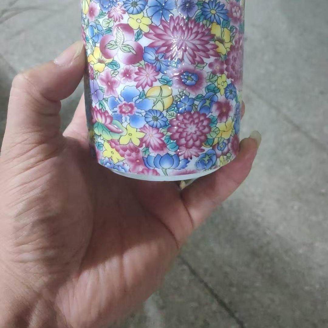 珐琅彩茶罐陶瓷礼品小罐子小号密封罐鸟语花香万花存茶罐礼品批发