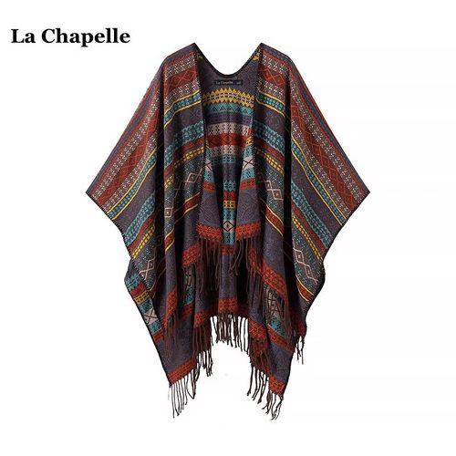 拉夏贝尔/La Chapelle民族风流苏斗篷大披肩女高级感旅游外搭开衫