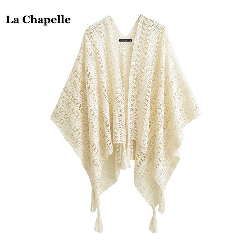 拉夏贝尔/La Chapelle民族度假风针织流苏开衫2025年新款外搭披肩