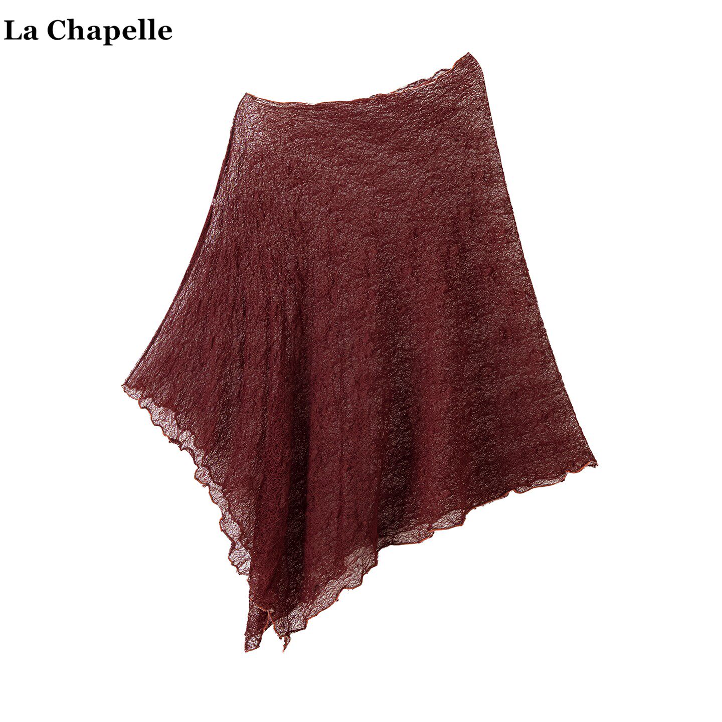 拉夏贝尔新中式镂空一字领斜肩镂空罩衫女配裙子外搭斗篷披肩上衣