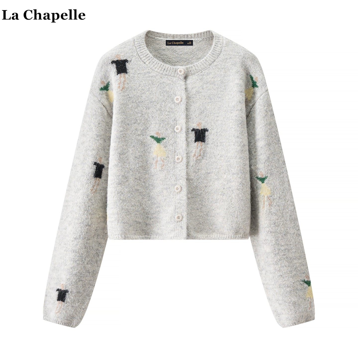 拉夏贝尔/La Chapelle慵懒风宽松毛衣外套女秋冬卡通印花针织开衫,女装/女士精品,毛针织衫,淘宝优惠券,粉丝福利购,淘宝优惠卷