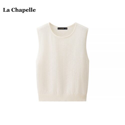 拉夏贝尔/La Chapelle高级感圆领针织背心女春夏新款百搭无袖上衣