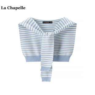 韩版 Chapelle条纹针织披肩女春夏新款 配裙子打结搭肩 拉夏贝尔