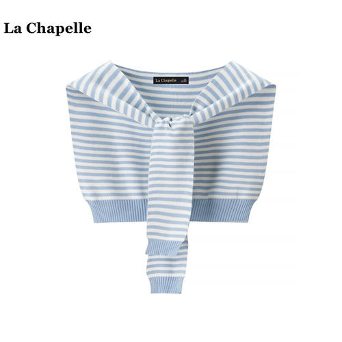 拉夏贝尔/La Chapelle条纹针织披肩女春夏新款韩版配裙子打结搭肩