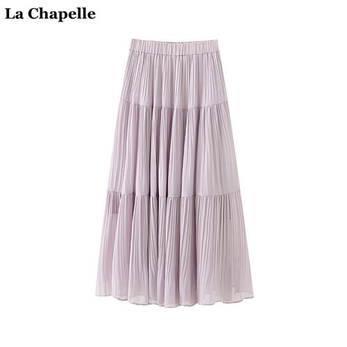 拉夏贝尔/La Chapelle温柔高级感百褶半身裙女夏季新款显瘦a字裙