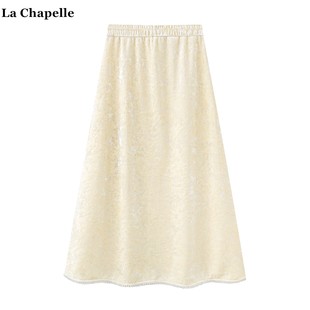 拉夏贝尔/La Chapelle千金风钉珠丝绒半身裙女冬季新款加绒A字裙