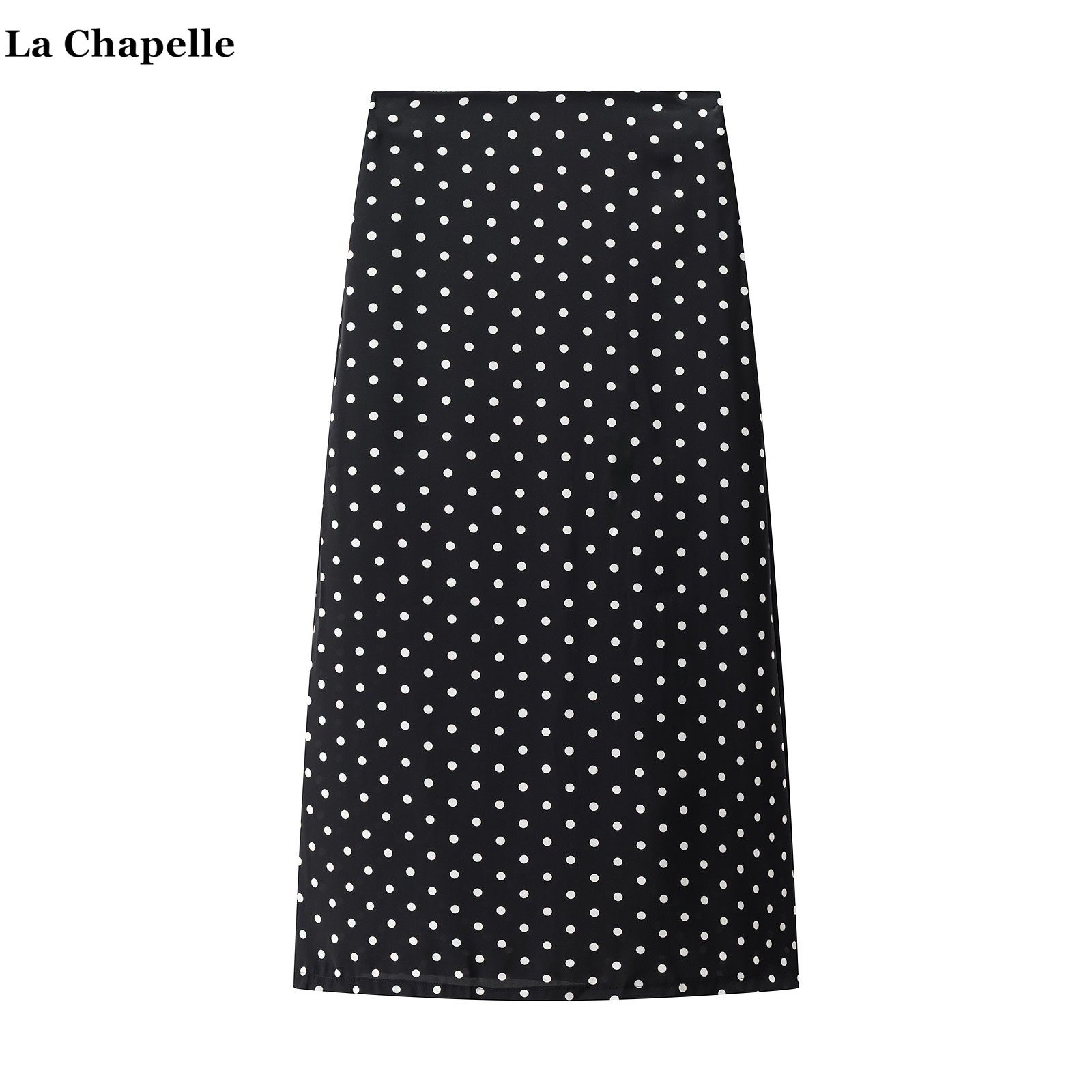 拉夏贝尔/La Chapelle黑色波点半身裙女秋季新款中长款a字包臀裙