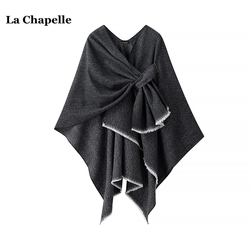 拉夏贝尔/La Chapelle小众设计感流苏披肩外搭女旅游保暖斗篷披风
