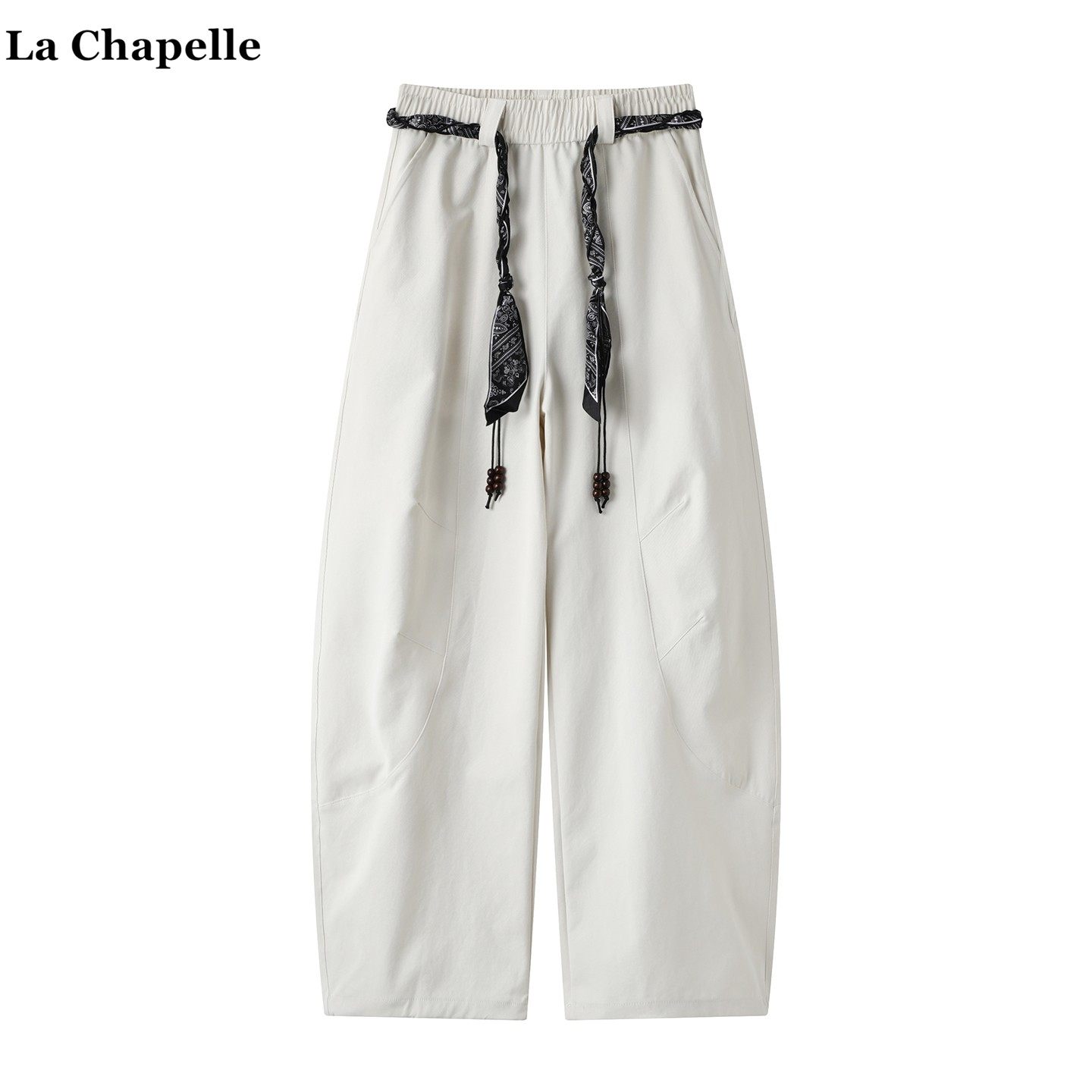 拉夏贝尔/La Chapelle老钱风休闲阔腿裤女秋季宽松百搭直筒弯刀裤