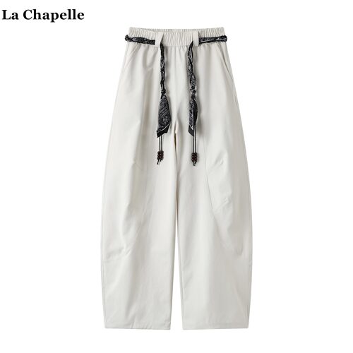 拉夏贝尔/La Chapelle老钱风休闲阔腿裤女秋季宽松百搭直筒弯刀裤